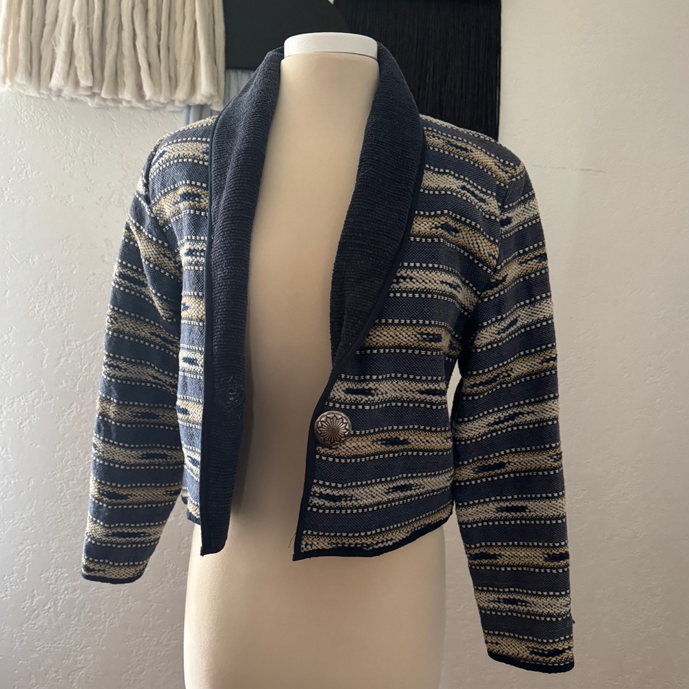 Vintage cropped western blanket coat